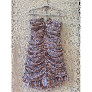 Bohemian Dream Shirred Floral‎ Halter Dress Sz L